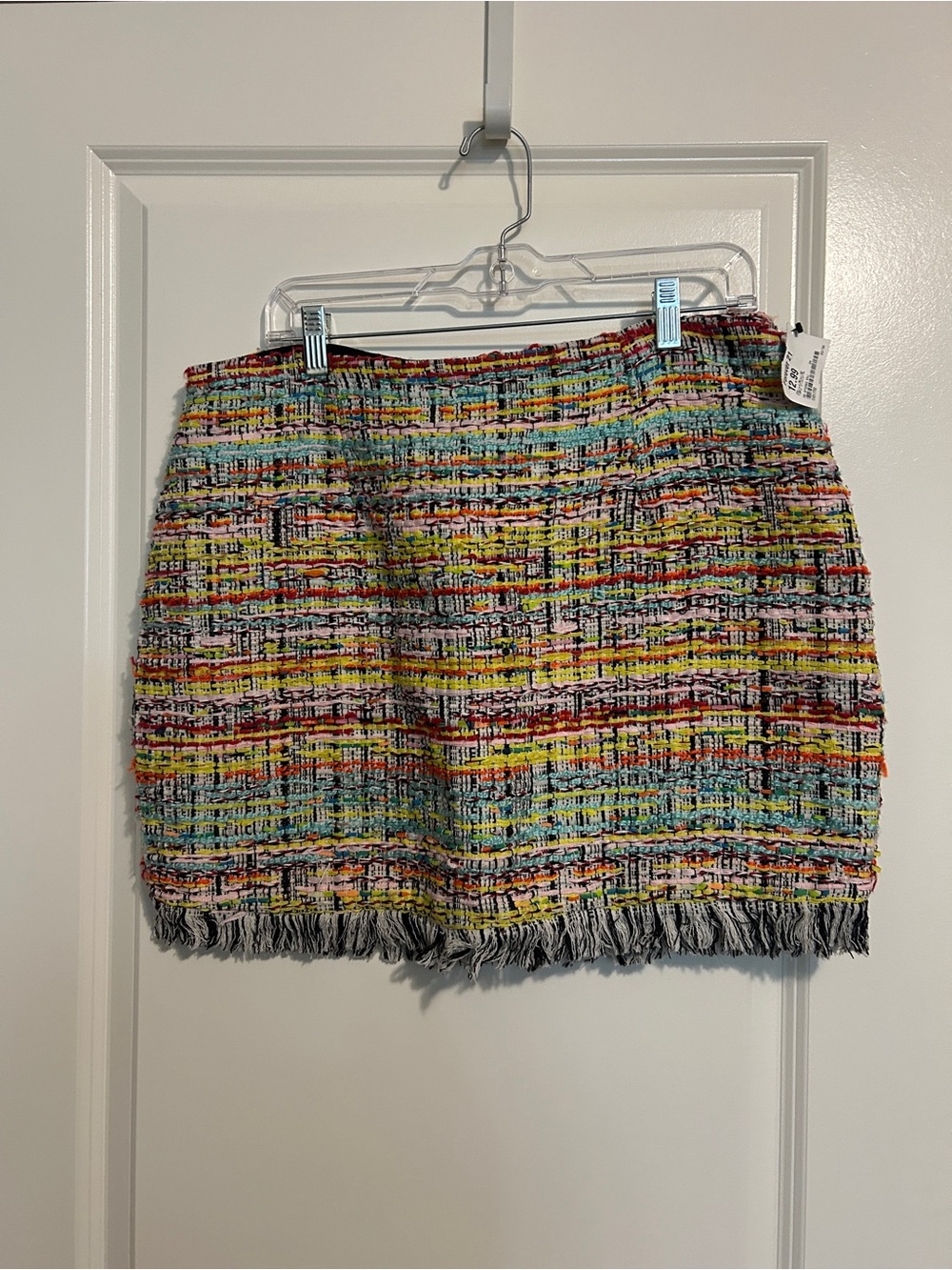 Forever 21 Multicolor Tweed Fringe Mini Skirt - Yellow, Blue, Pink, Black